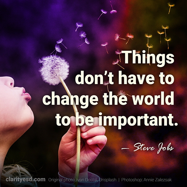 Things don’t have to change the world to be important.