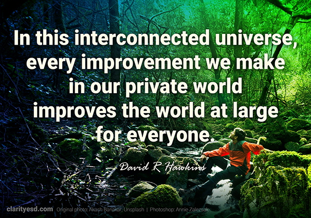 In this interconnected universe, every improvement we make in our private world improves the world at large for everyone.
